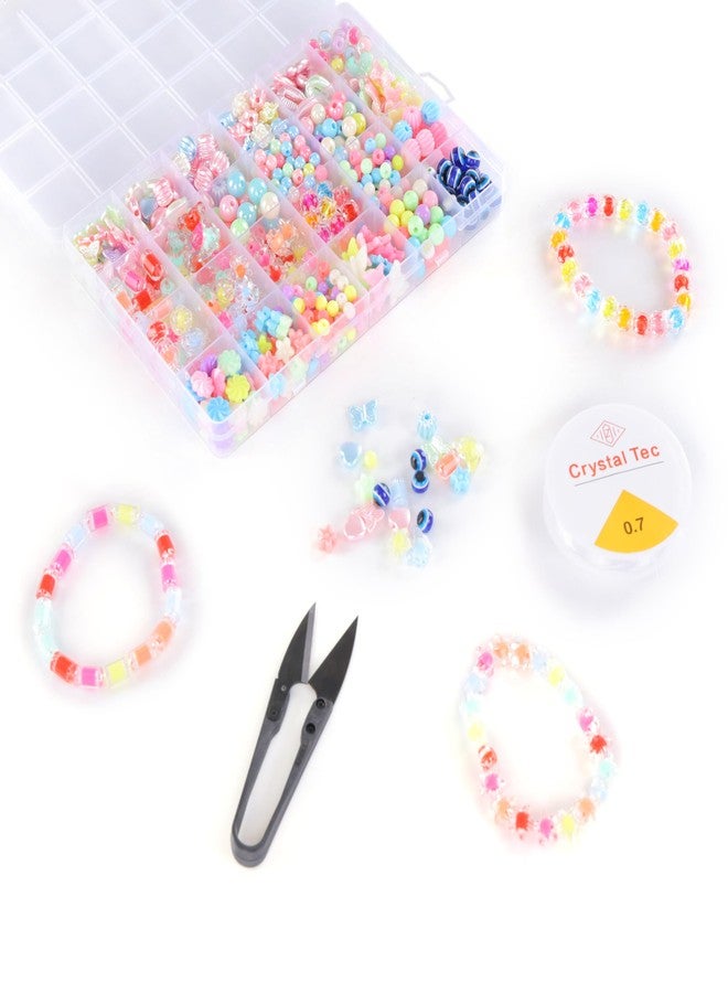 ambitieux DIY Bracelet Making Kit - 24 Colorful Beads, 10m Elastic Thread, Jute Bag, and Cutter - Gift for Girls Birthdays (Double Beads Multicolor 3) - Image 4